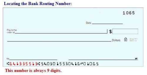 find bank routing number example