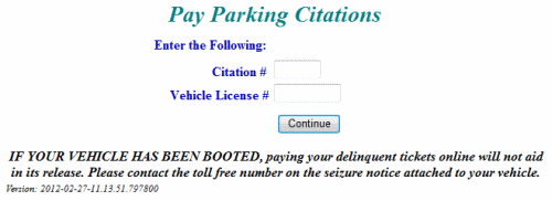 Enter citation information example screen