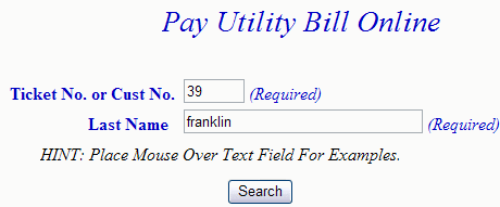 Bill search example screen