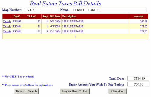 Total bill example screen